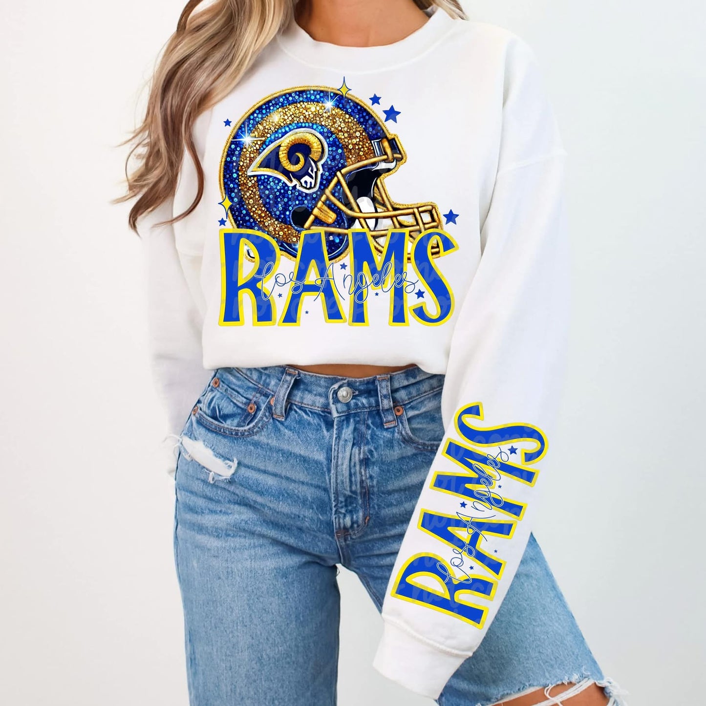 Football Faux sequin design sweatshirt with sleeve design - NFL