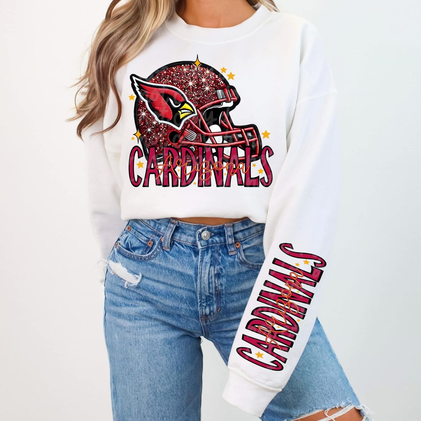 Football Faux sequin design sweatshirt with sleeve design - NFL