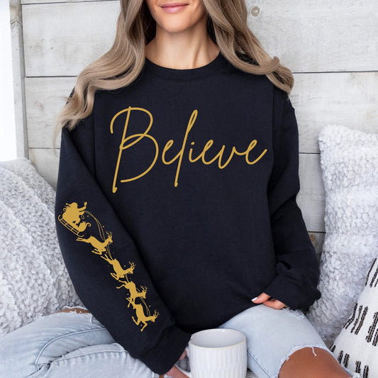 BELIEVE sweatshirt with sleeve design