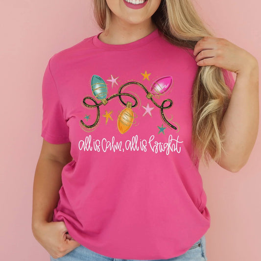 Glitter All is calm all is bright tee
