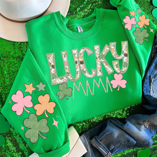 Lucky MAMA sweatshirt with sleeve designs