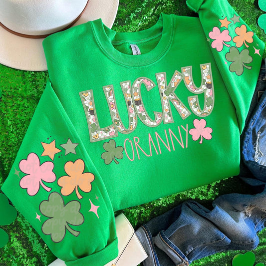 Lucky Granny sweatshirt with sleeve designs