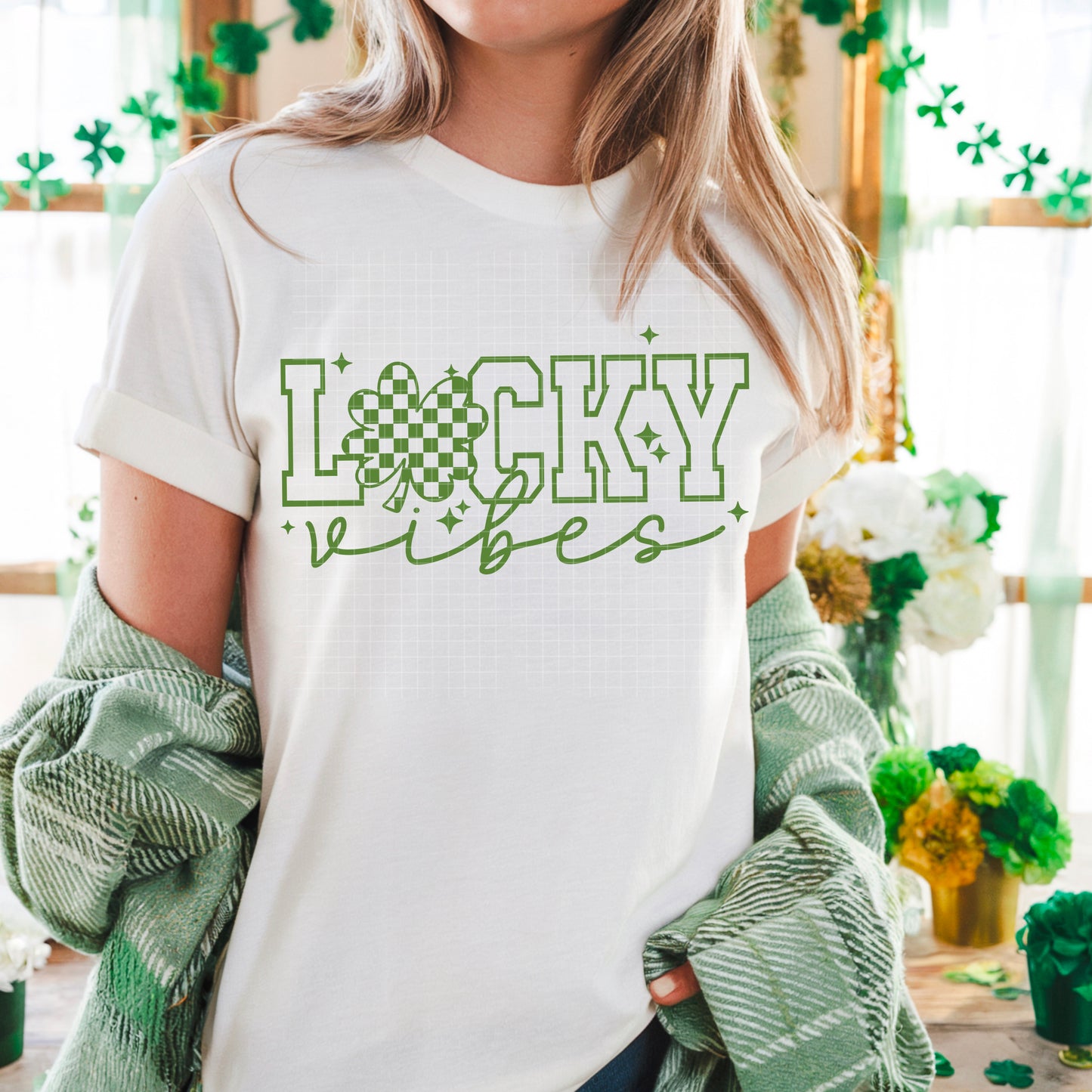 Lucky Vibes tee (Green Ink)
