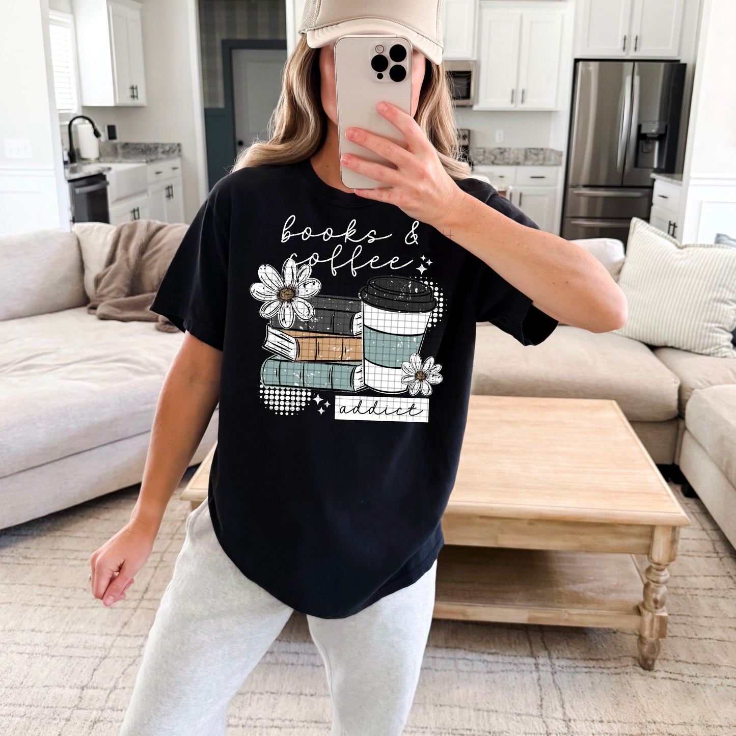 Books and Coffee Addict tee