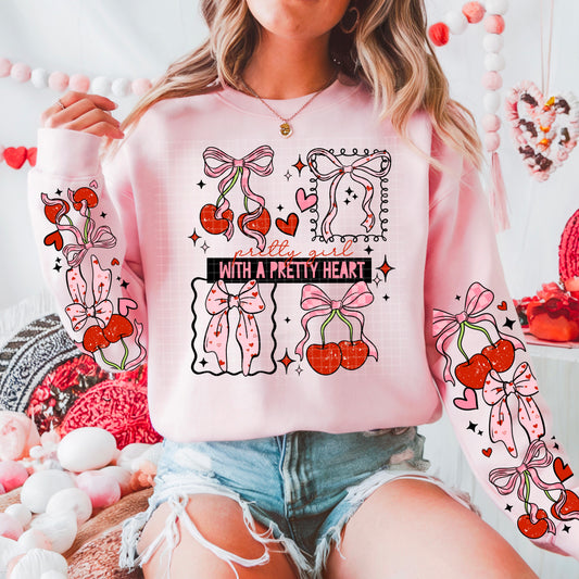 Pretty Girl with a Pretty Heart sweatshirt with sleeve designs
