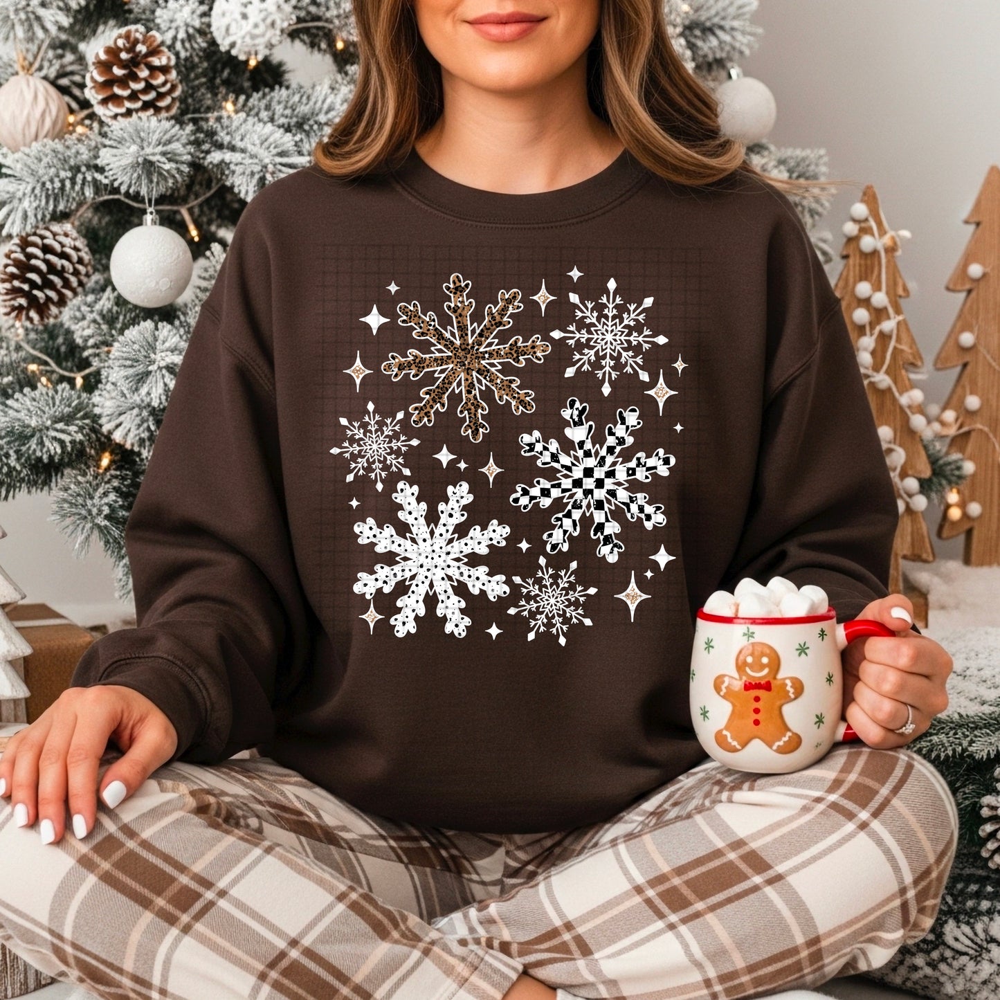 Dancing Snowflakes tee (White Ink)