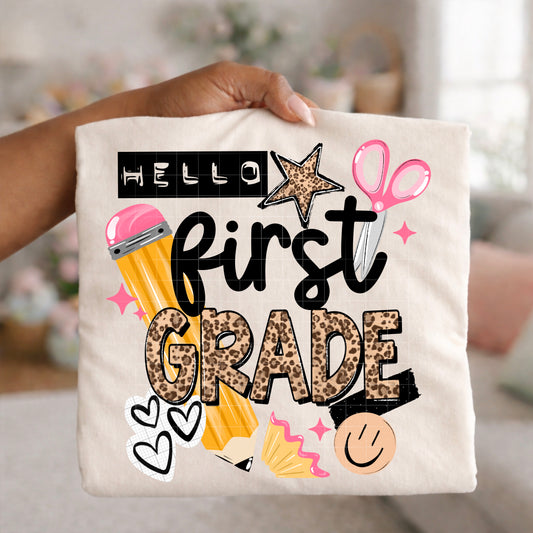 Hello First Grade pencil tee