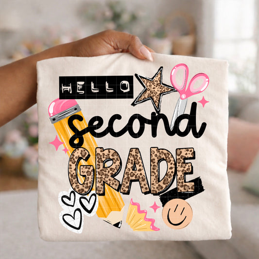 Hello Second Grade pencil tee