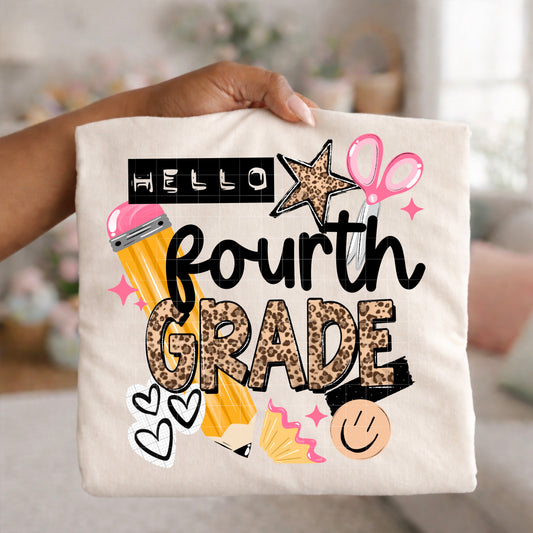 Hello Fourth Grade pencil tee