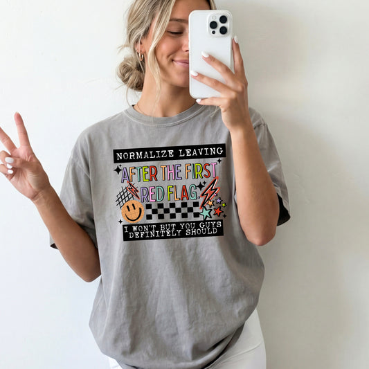 Normalize leaving after the first red flag tee (Black Ink)