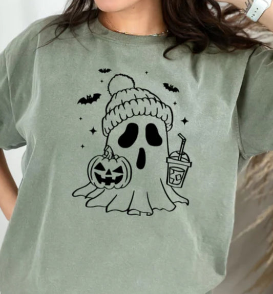 Drinking Ghost with pumpkin tee