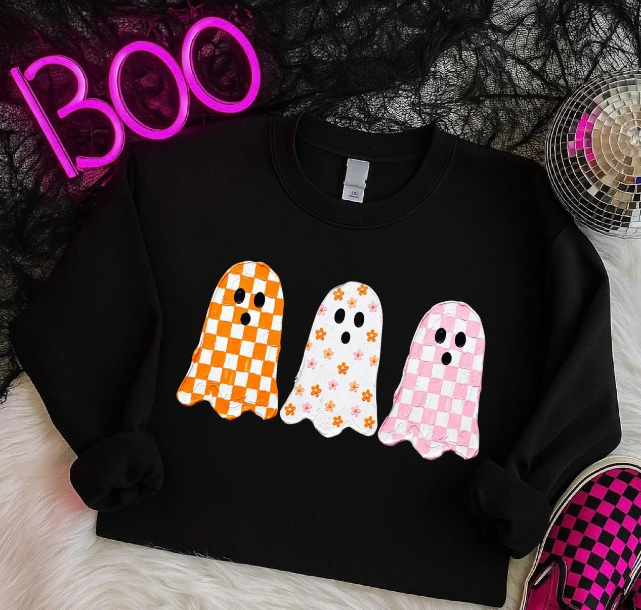 Pink & Orange Ghost Trio tee