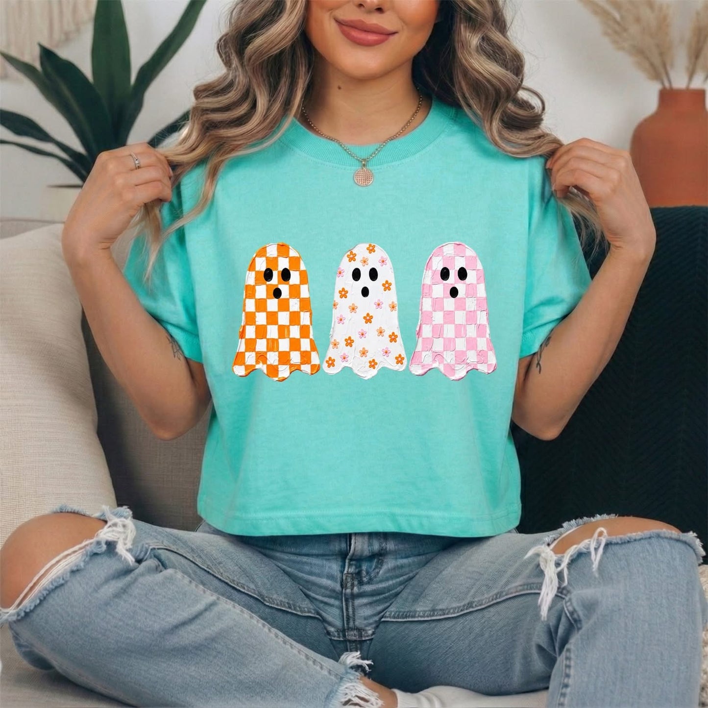 Pink & Orange Ghost Trio tee
