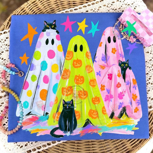 Neon Ghosts with Black Cats tee