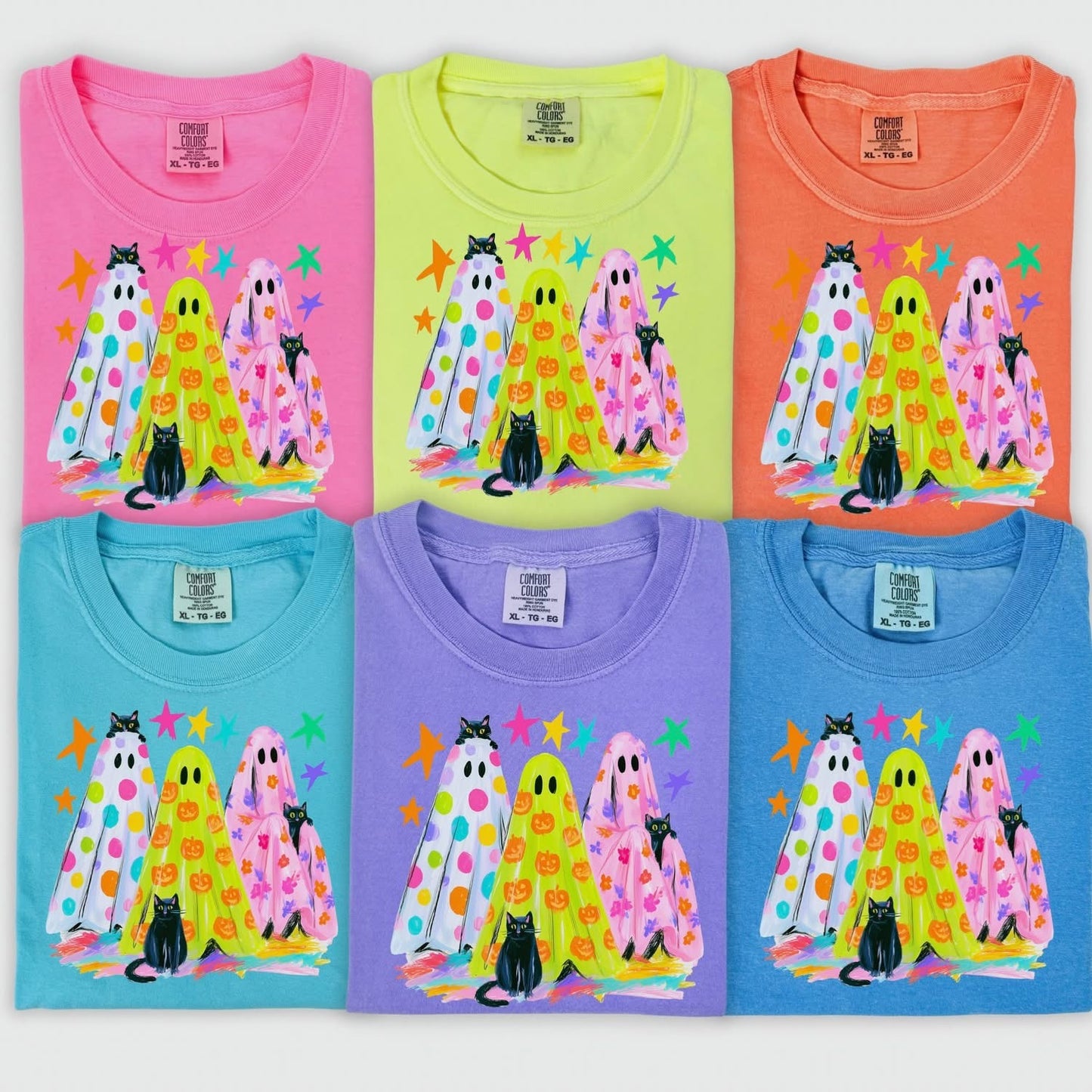 Neon Ghosts with Black Cats tee