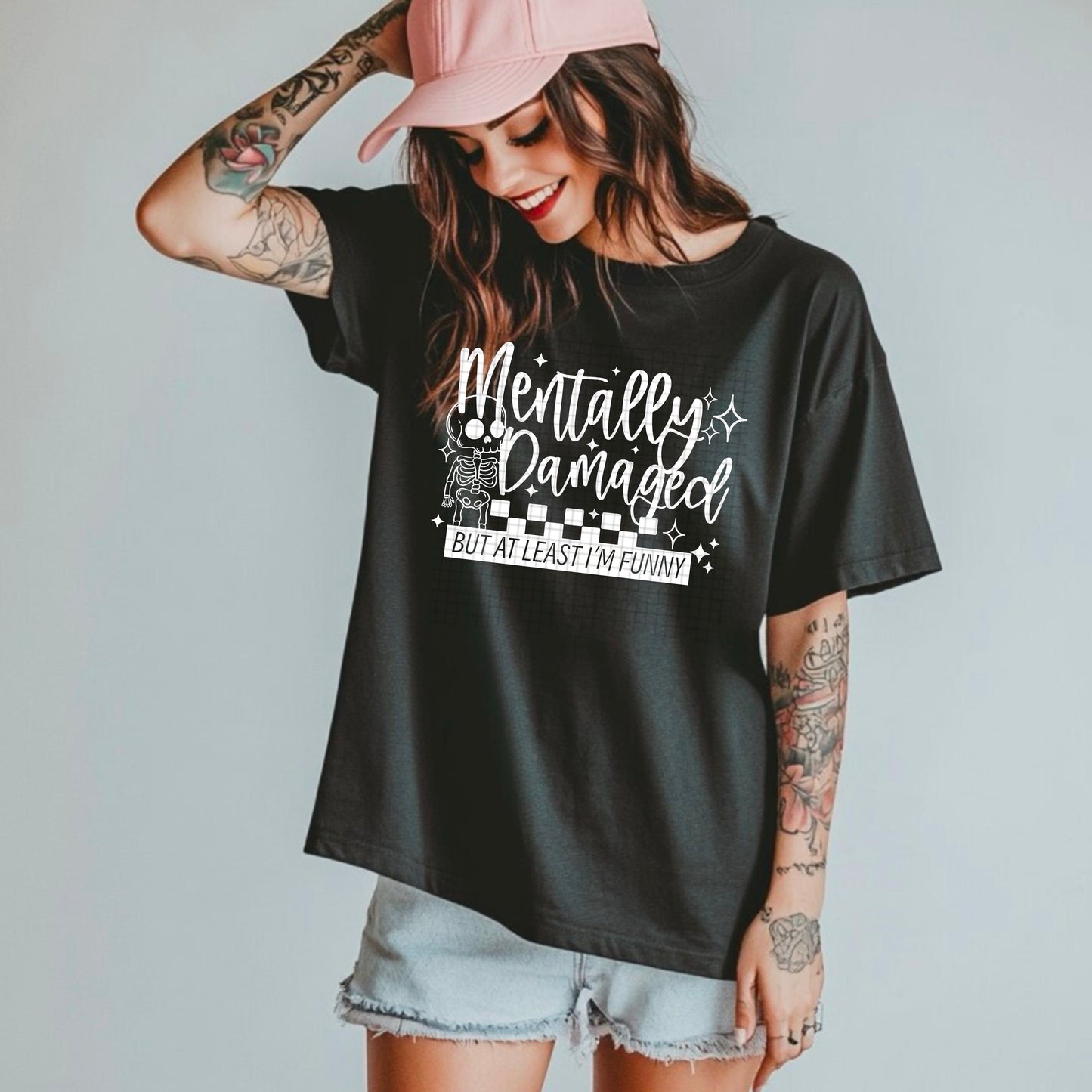 Mentally Damaged tee (white Ink)