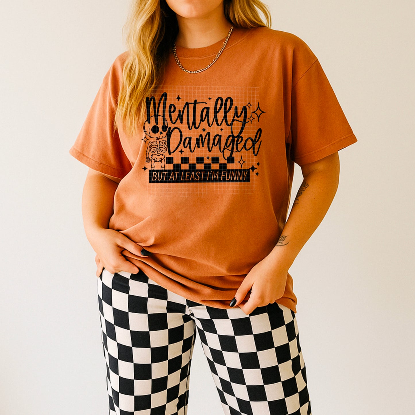 Mentally Damaged tee (black ink)