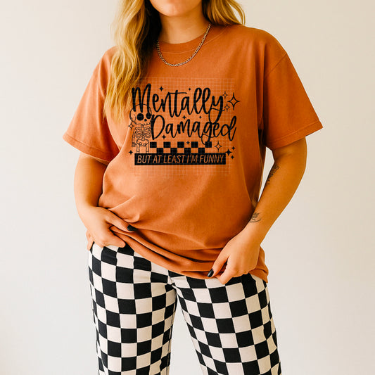 Mentally Damaged tee (black ink)