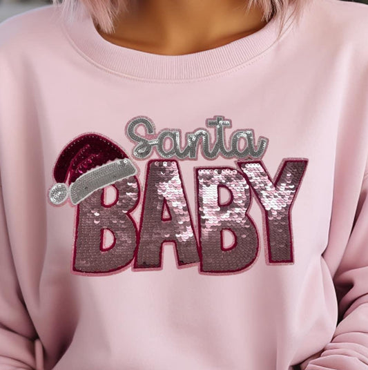 Pink sequin Santa Baby sweatshirt