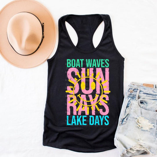 Boat Waves Sun Rays Lake Days t-shirt