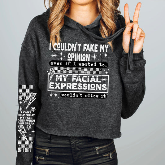 My Facial Expressions (white ink) sweatshirt with sleeve design