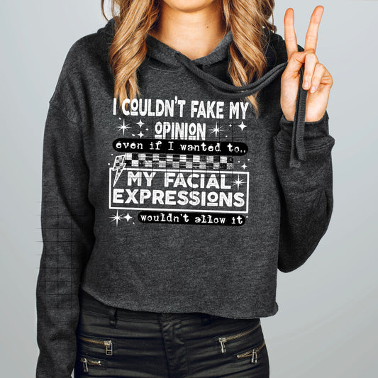 I couldn't fake my opinion (white ink) tee