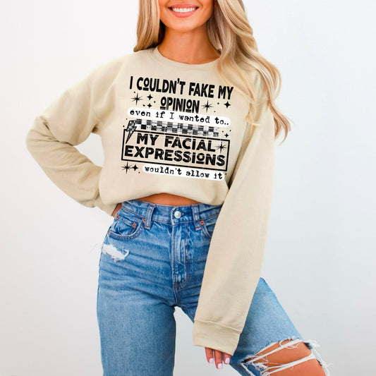 I couldn't fake my opinion (black ink) tee
