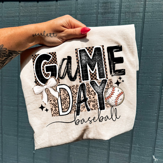 Game Day Baseball leopard tee