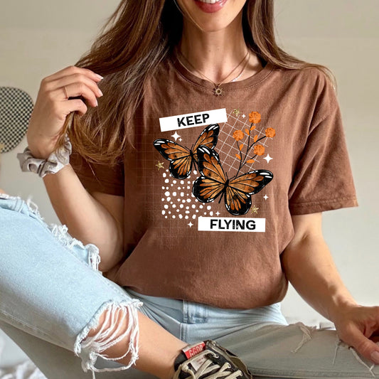 Keep Flying Butterfly tee (White Ink)