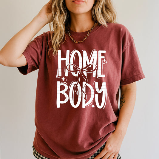 Homebody bow tee (White Ink)