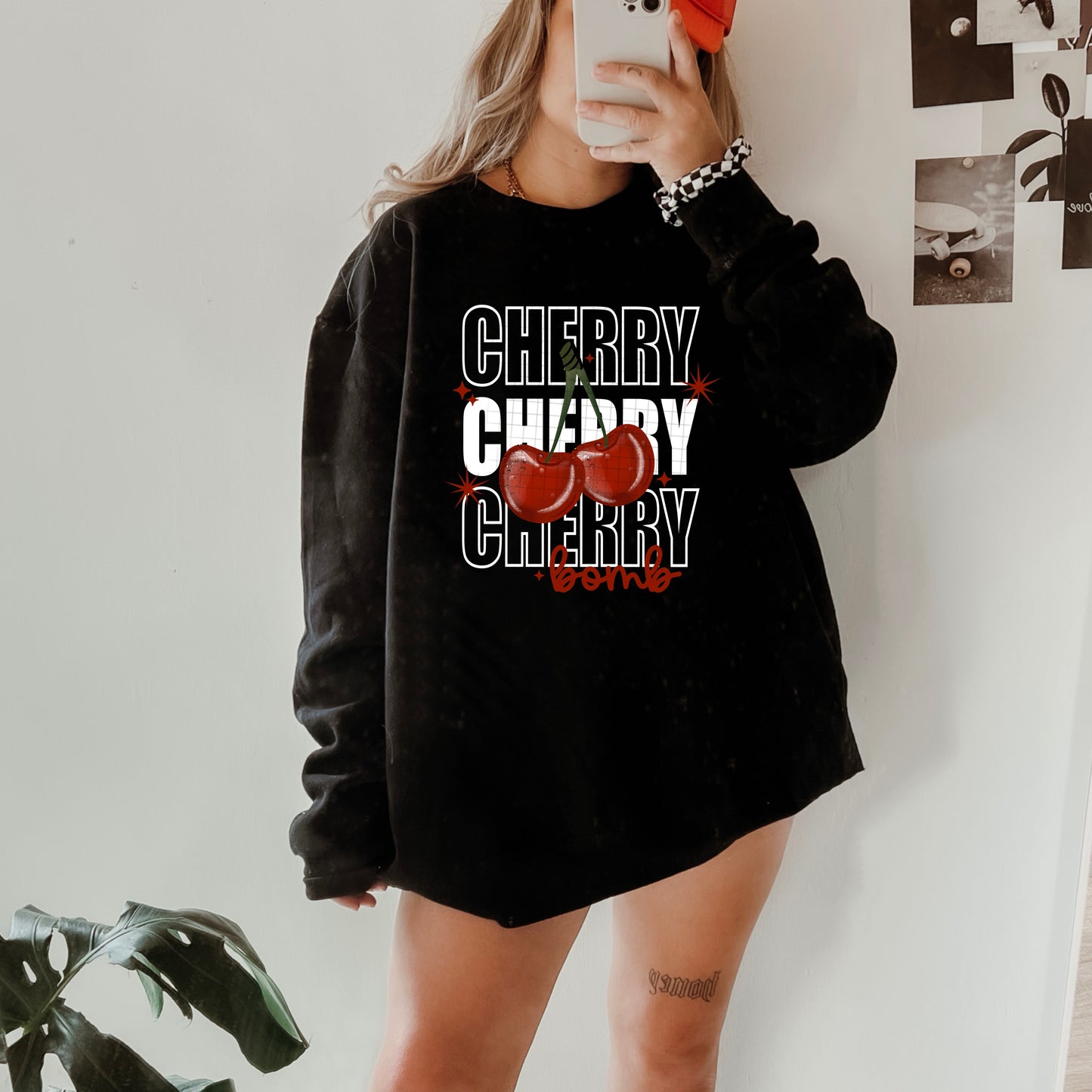 Triple Stack Cherry Bomb tee (White Ink)