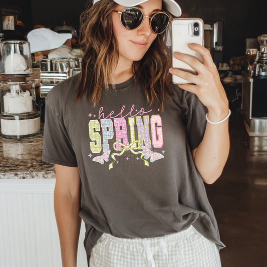 Hello Spring with butterflies tee
