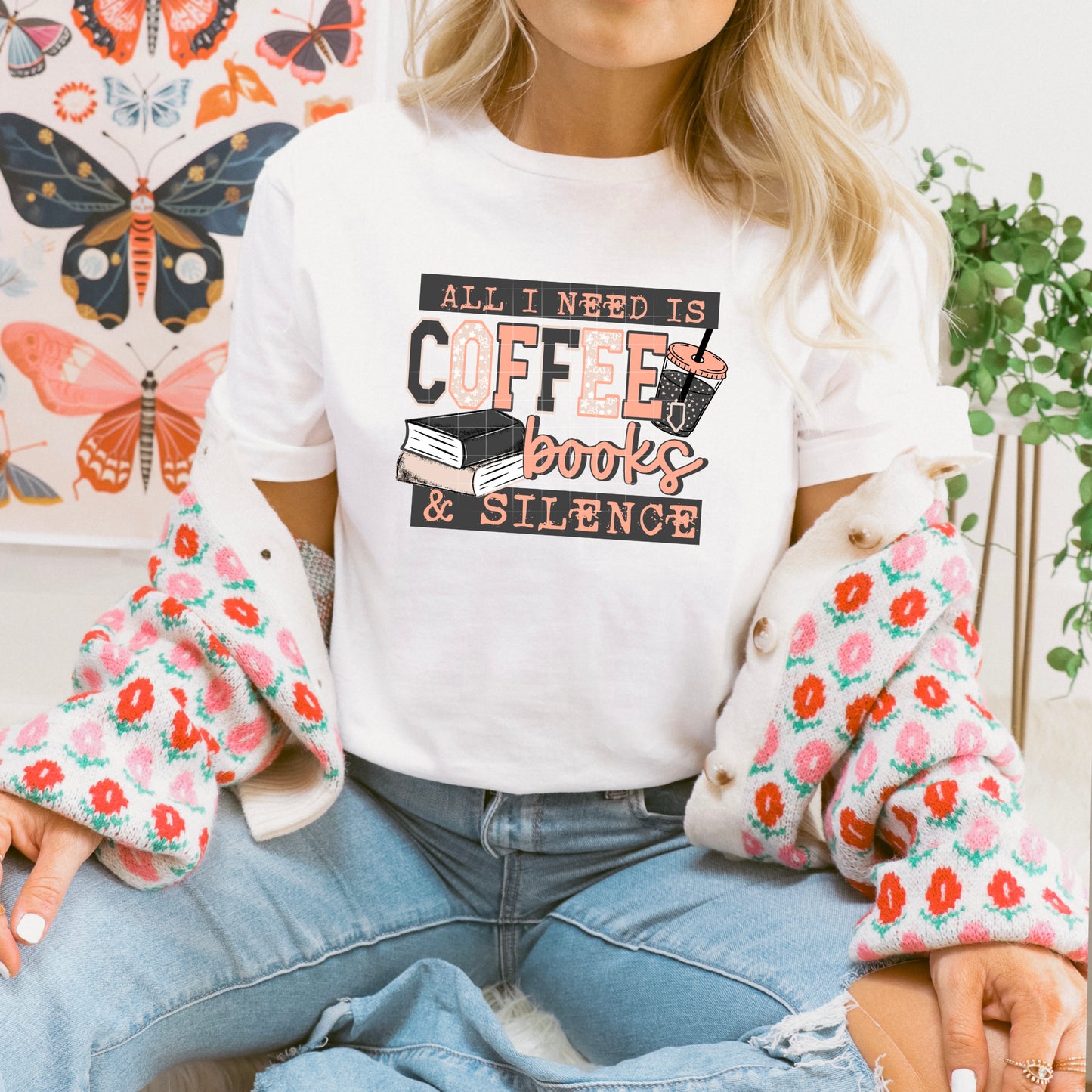 Coffee Books & Silence tee (Black Ink)