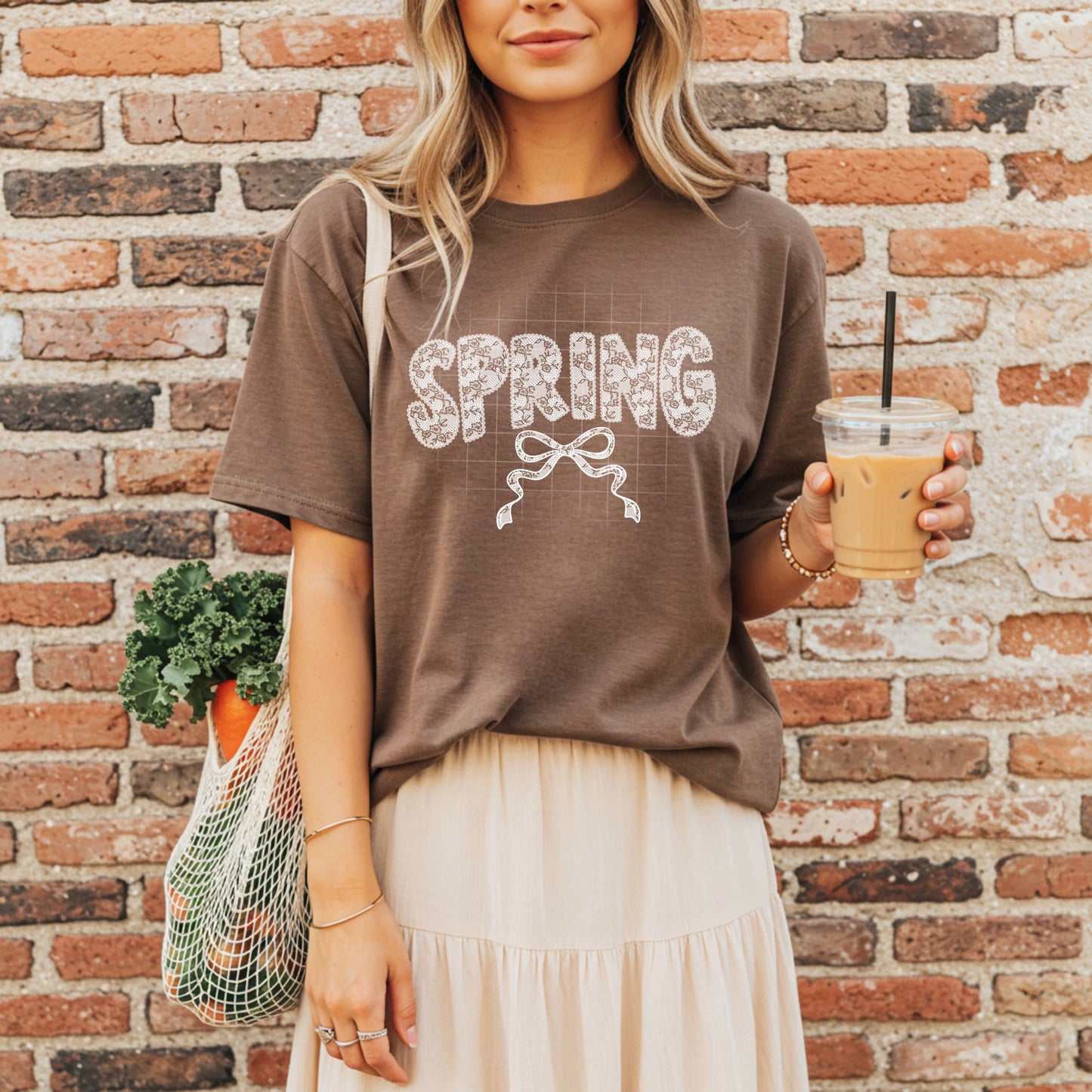 Faux Lace Spring with Bow tee