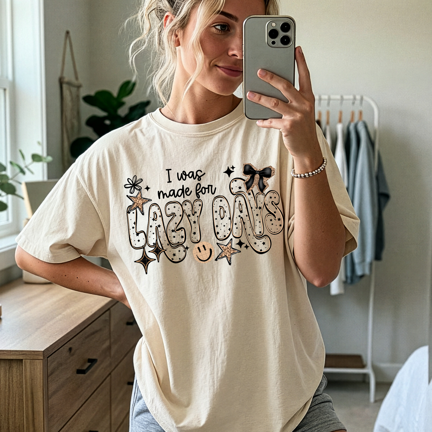 I was made for Lazy Days tee (Black Ink)