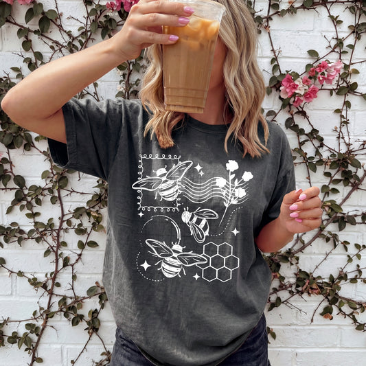 Bee Stamps tee (White Ink)