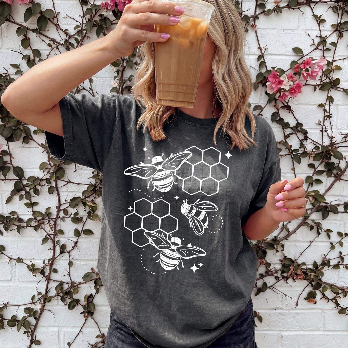 Honey Comb tee (White Ink)