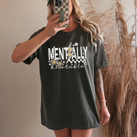 Mentally Unstable tee (White Ink)