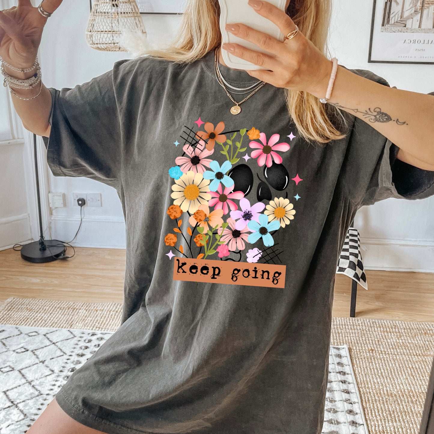 Keep Going Floral Skellie tee