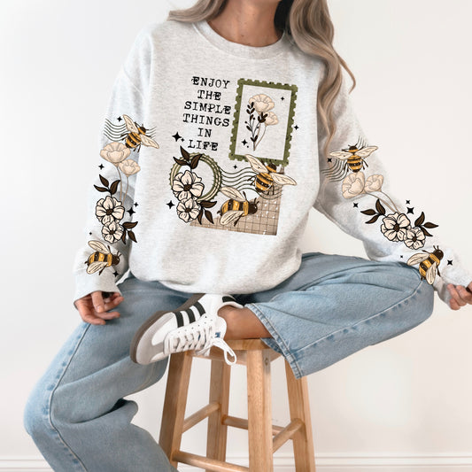 Bees - Enjoy the Simple Things in Life sweatshirt with sleeve designs