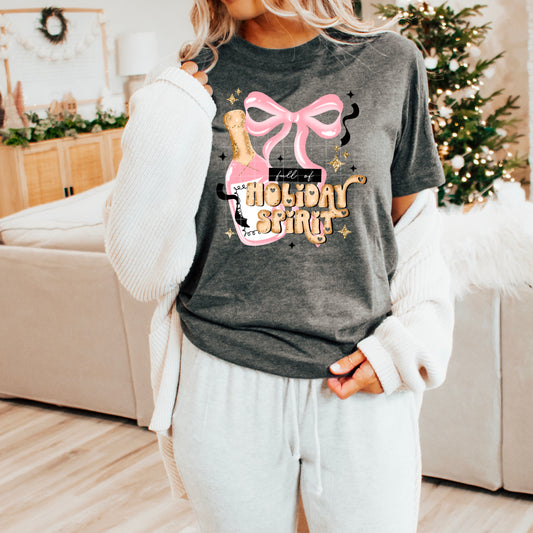 Full of Holiday Spirit tee (Pink)
