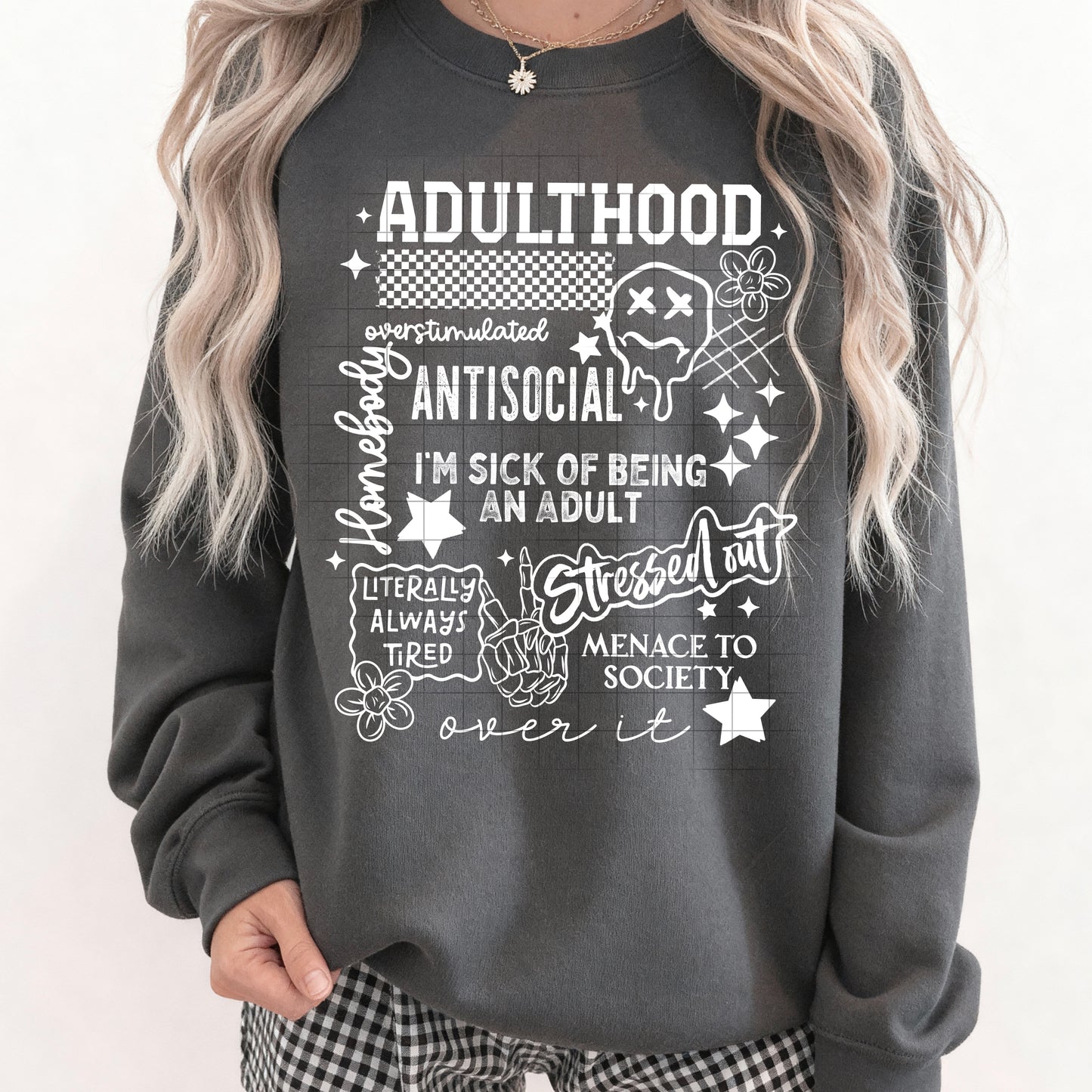 Adulthood - Over it tee (White Ink)