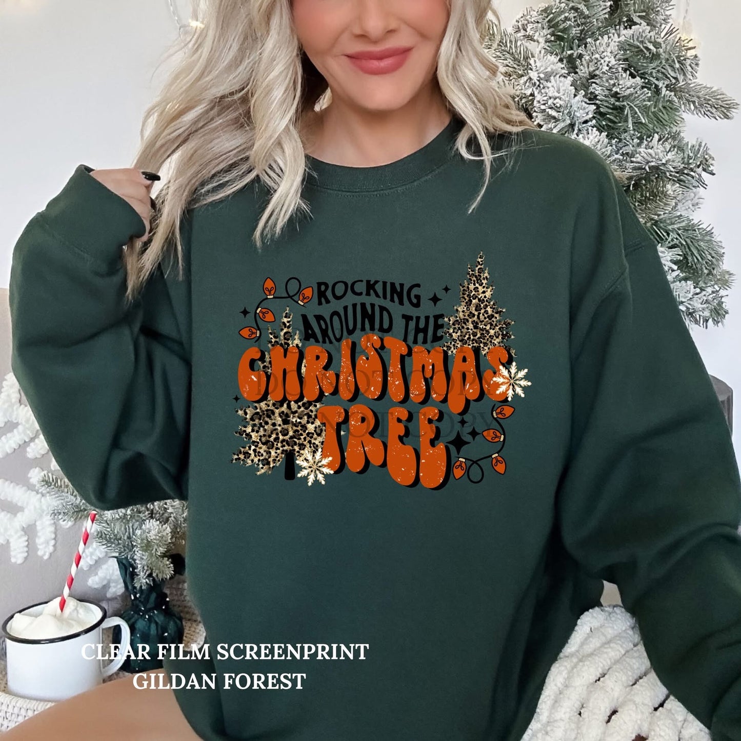 Rocking Around the Christmas Tree cheetah tee