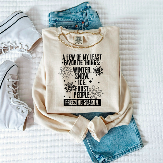 Least Favorite things about winter tee (black ink)