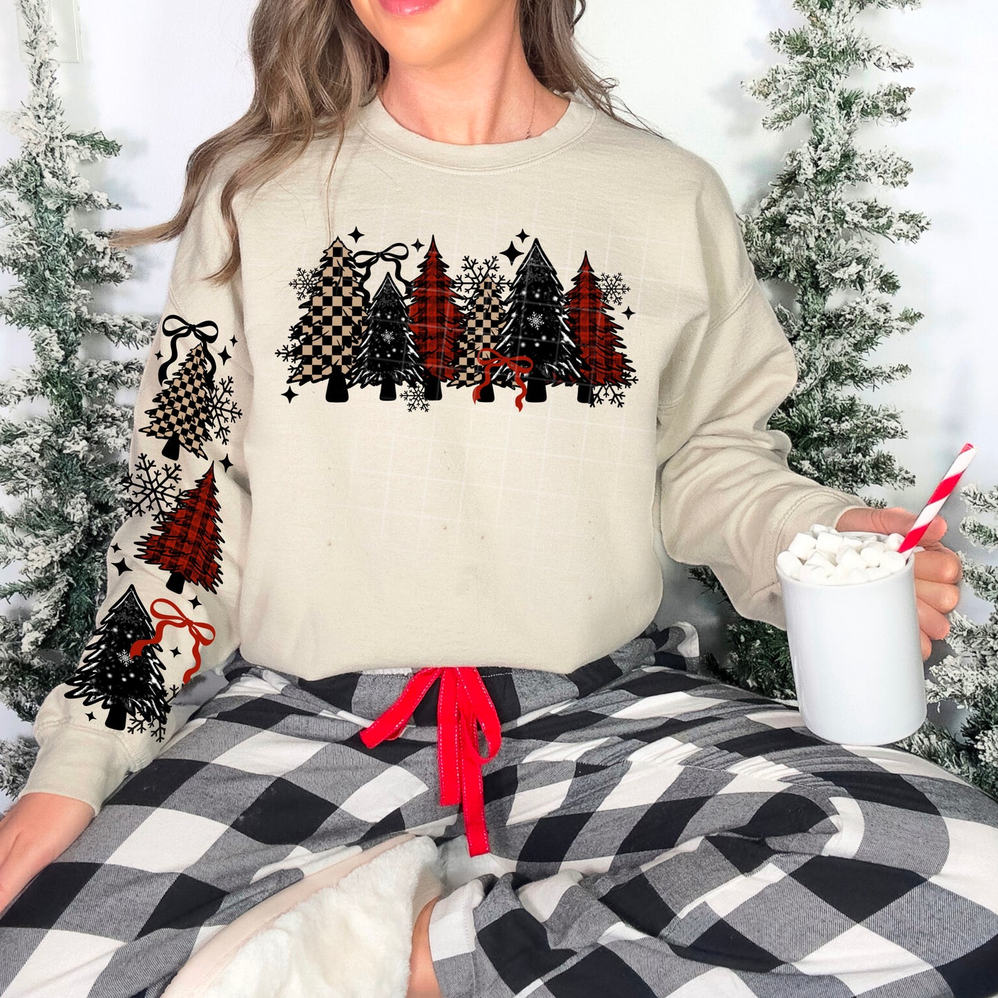 Pattern Trees sweatshirt with sleeve designs