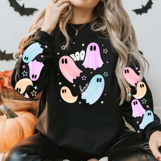 Pastel Ghosts sweatshirt with sleeve designs