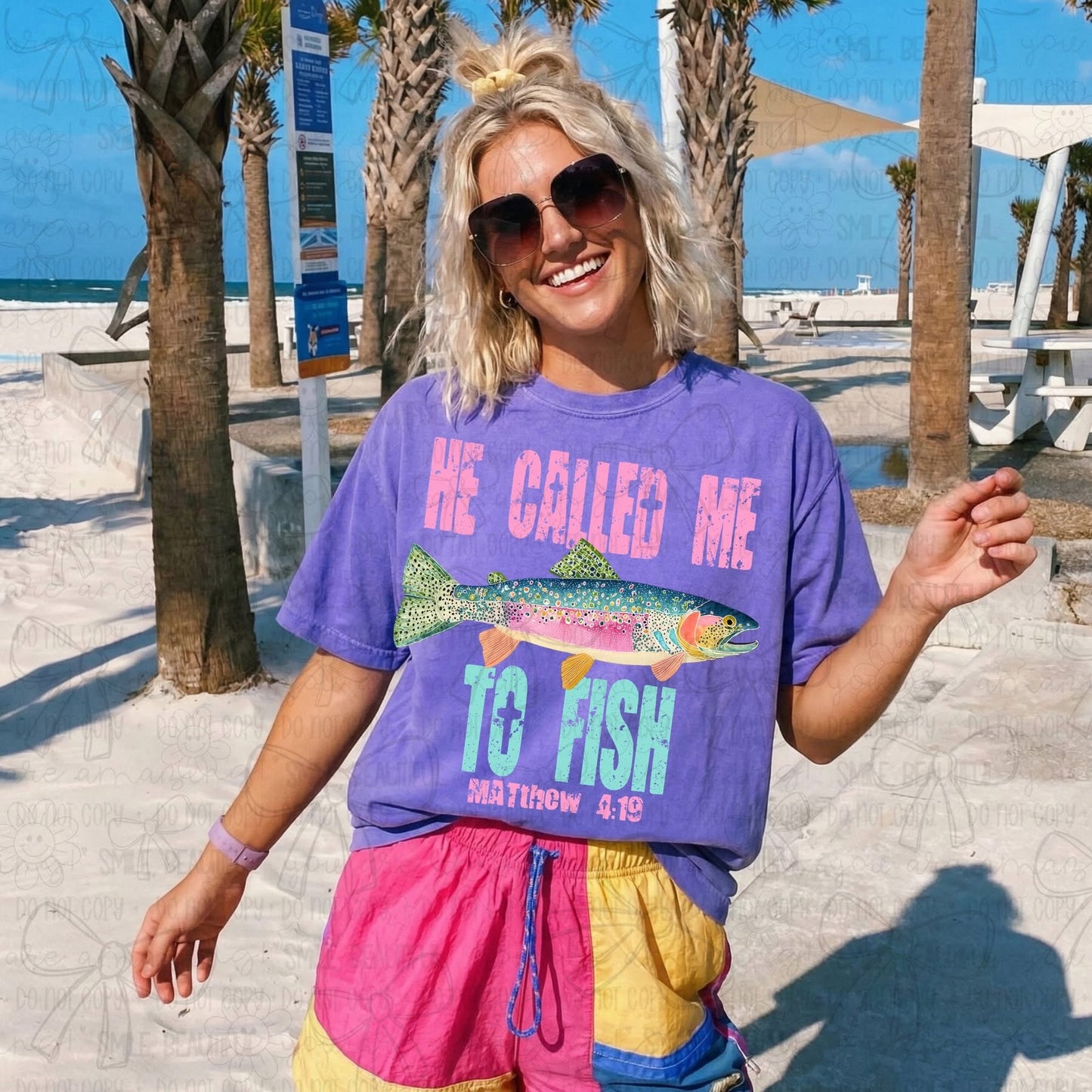 He Called me to Fish tee (Pink)