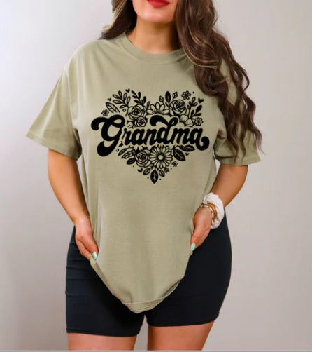 Grandma floral heart tee
