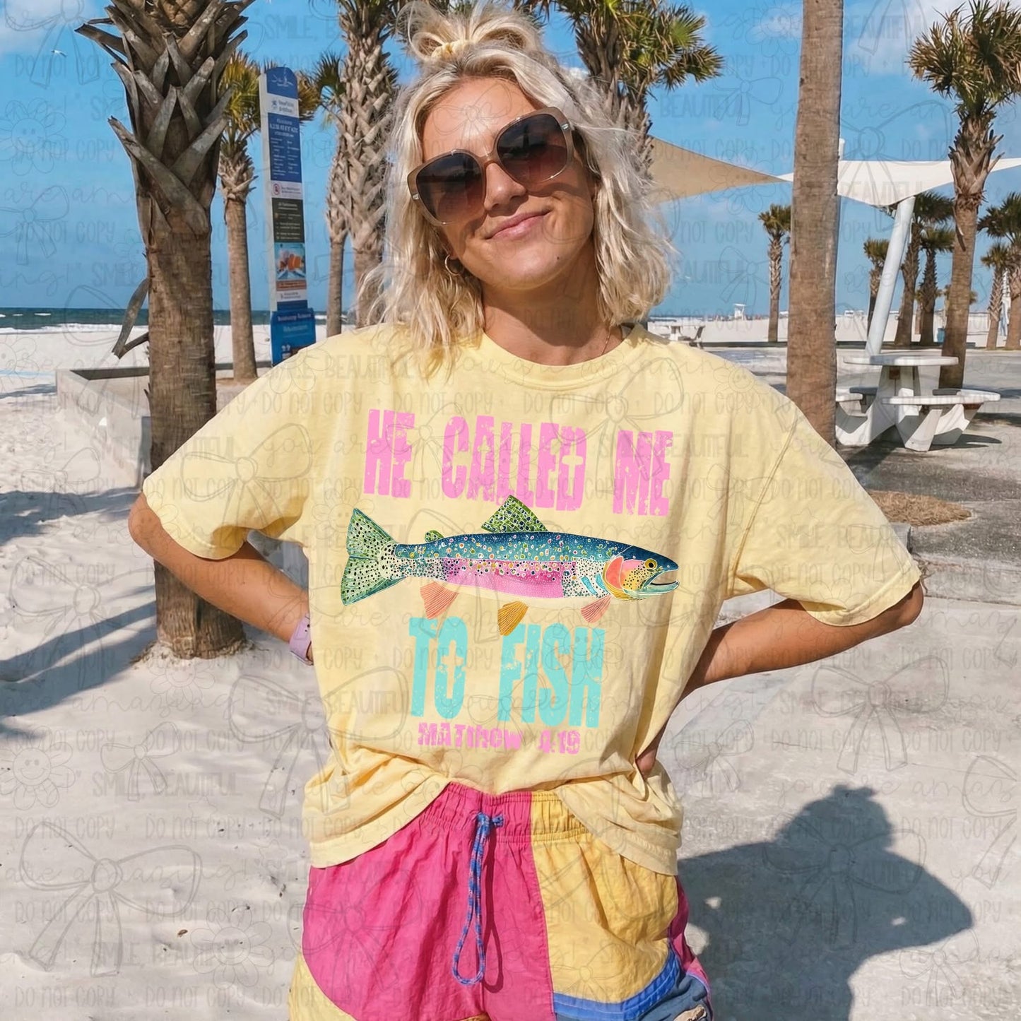 He Called me to Fish tee (Pink)