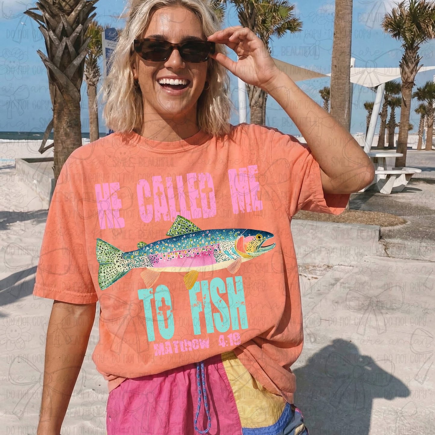 He Called me to Fish tee (Pink)